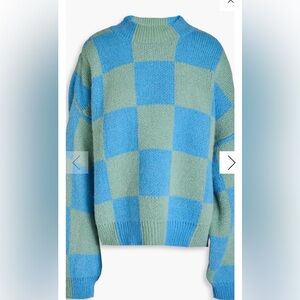 STINE GOYA Blue and Green Checkered Sweater